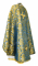 Греческое облачение священника - парча ПГ2 "Голгофа" (синее-золото) (вид сзади), обиходная отделка