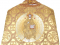 Греческое облачение священника - парча П "Альфа и Омега" (жёлтое-бордо-золото) вид сзади 2, с бархатными вставками, обиходная отделка