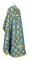 Греческое облачение священника - шёлк Ш3 "Мирликийский" (синее-золото) вид сзади, обиходная отделка