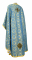 Греческое облачение священника - шёлк Ш3 "Василия" (синее-золото) вид сзади, обыденная отделка