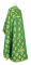 Греческое облачение священника - шёлк Ш3 "Мирликийский" (зелёное-золото) вид сзади, обиходная отделка