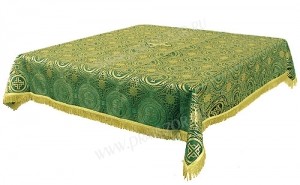 Пелена на престол/жертвенник из парчи ПГ2 (зелёный/золото)