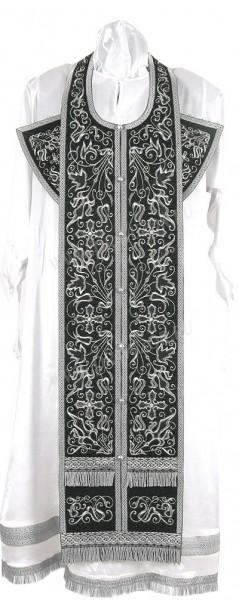 Вышитый требный комплект "Хризантема" (чёрный/серебро)