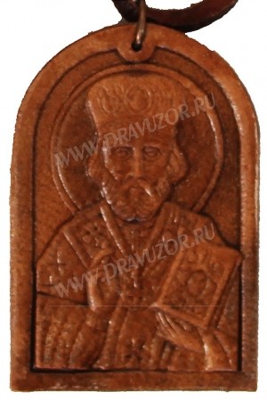 Медальон кожаный образ святитель Николай