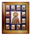 Икона настенная - святитель Николай Чудотворец с житием.