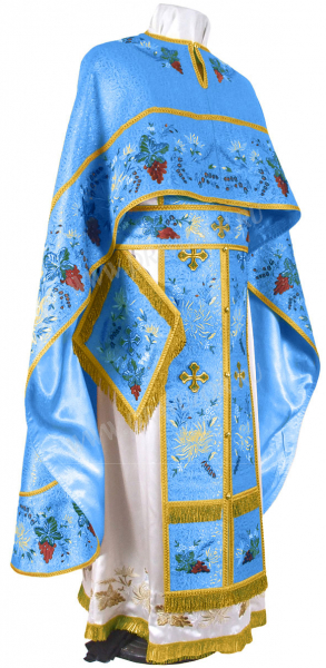 Греческое вышитое облачение священника - "Хризантемы" (синее-золото)