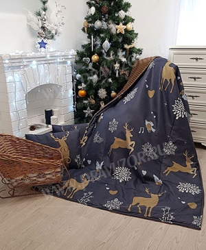 Плед рождественский Golden Deer с подушкой
