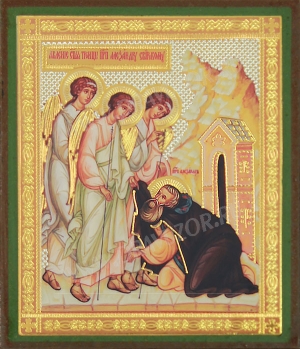 Икона: Явление Св. Троицы преподобному Александру Свирскому