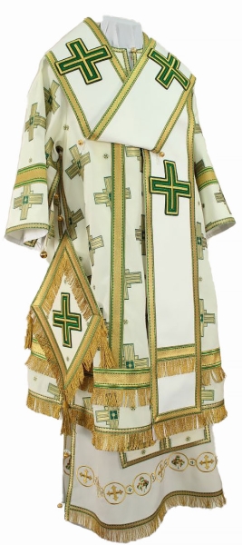 Архиерейское облачение из парчи П (белое/золото с зелёным) 
