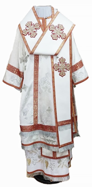 Архиерейское облачение из парчи ПГ3 (белое/золото с красным)